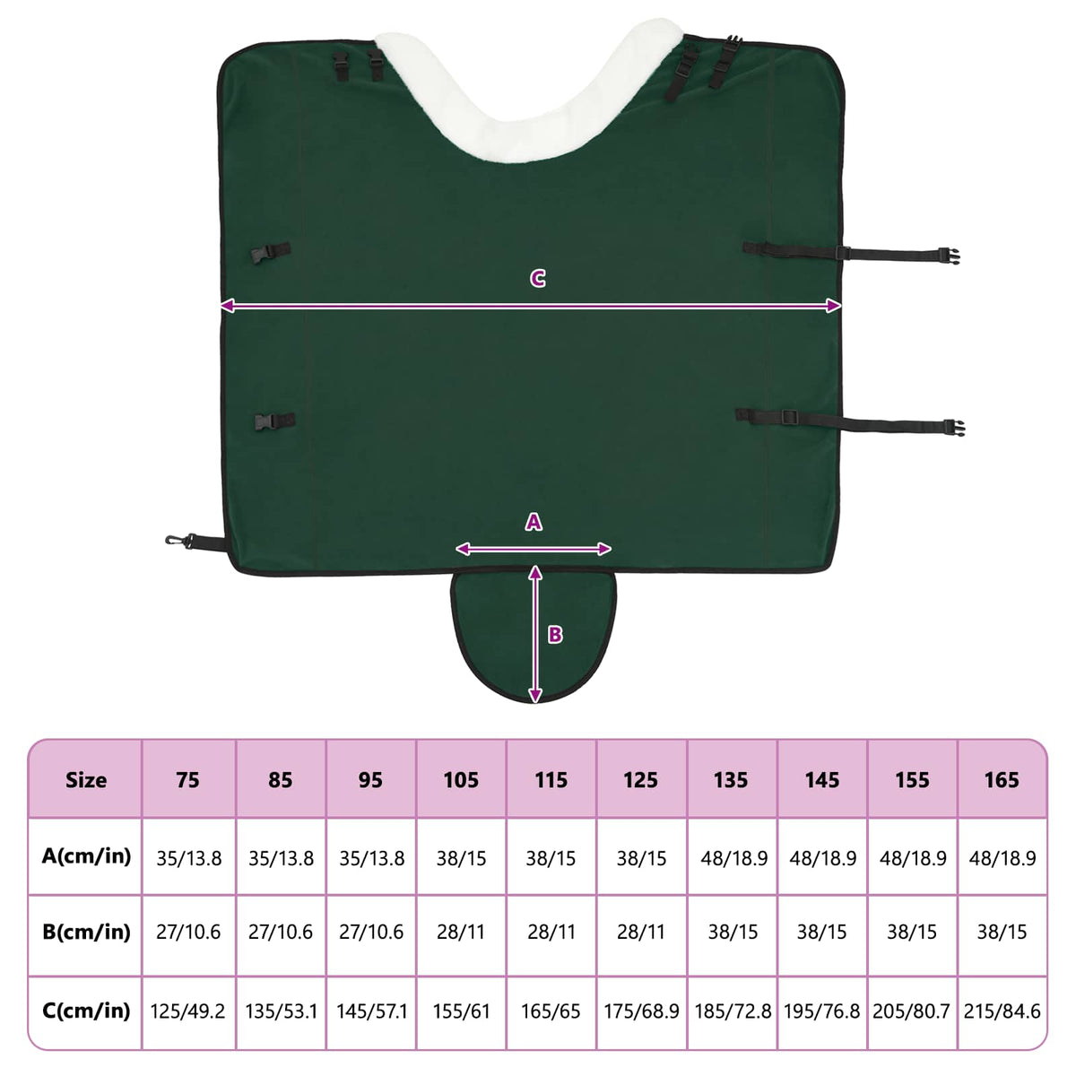 Hestetæppe Mørkegrøn 155 cm Polar fleece