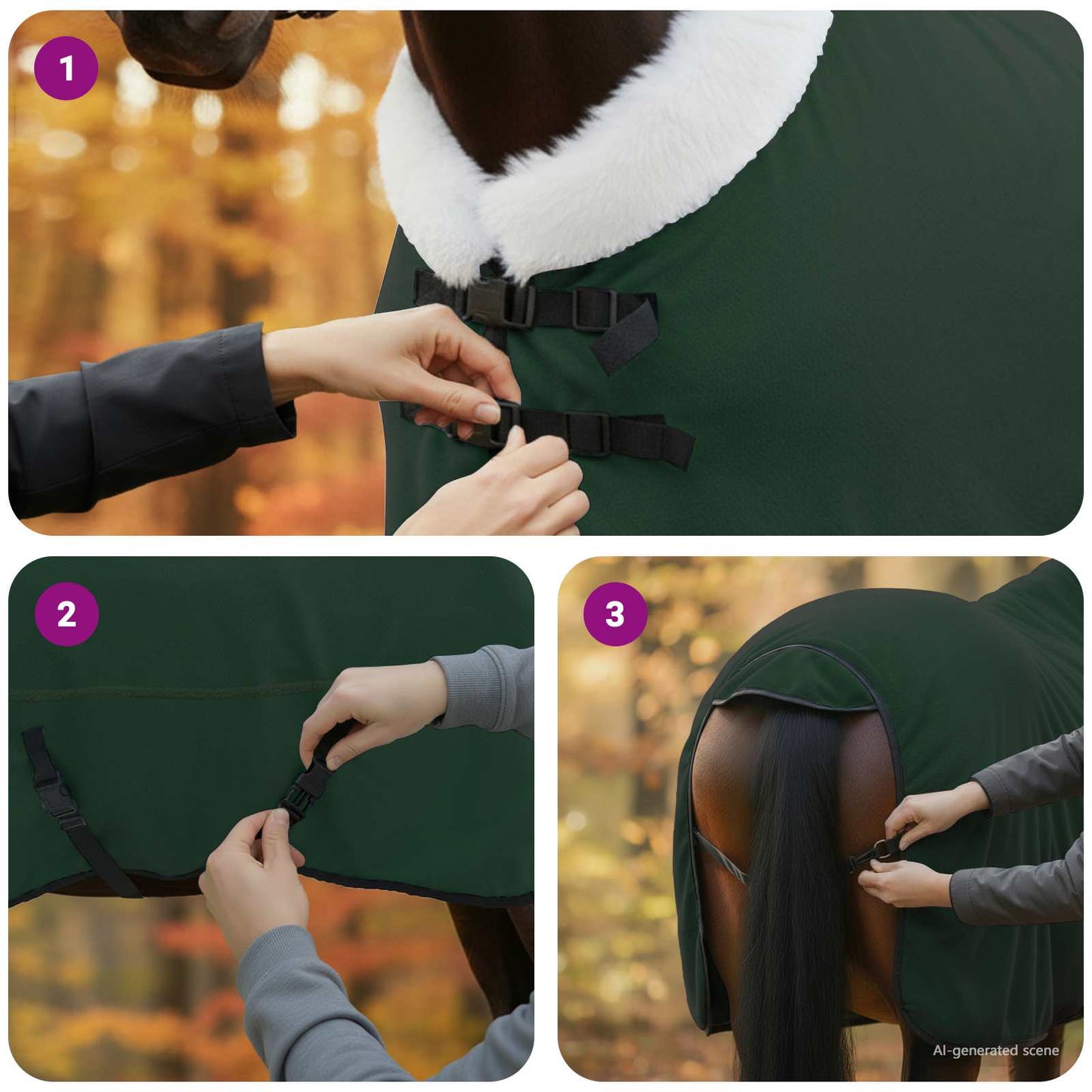 Hestetæppe Mørkegrøn 165 cm Polar fleece