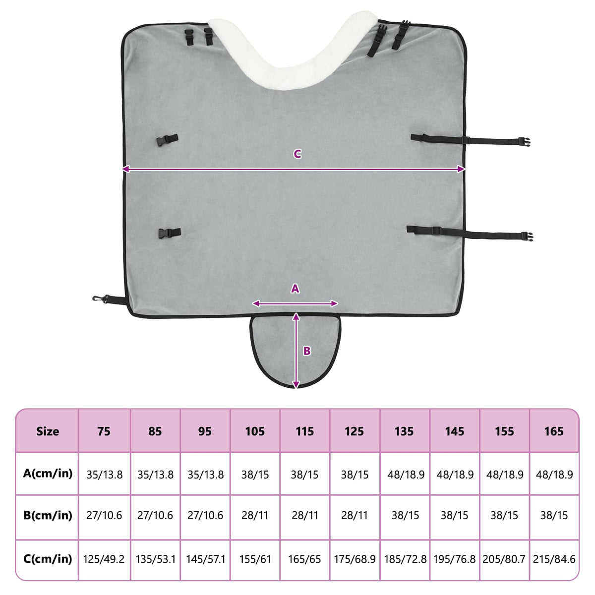 Hestetæppe Lys Grå 105 cm Polar fleece