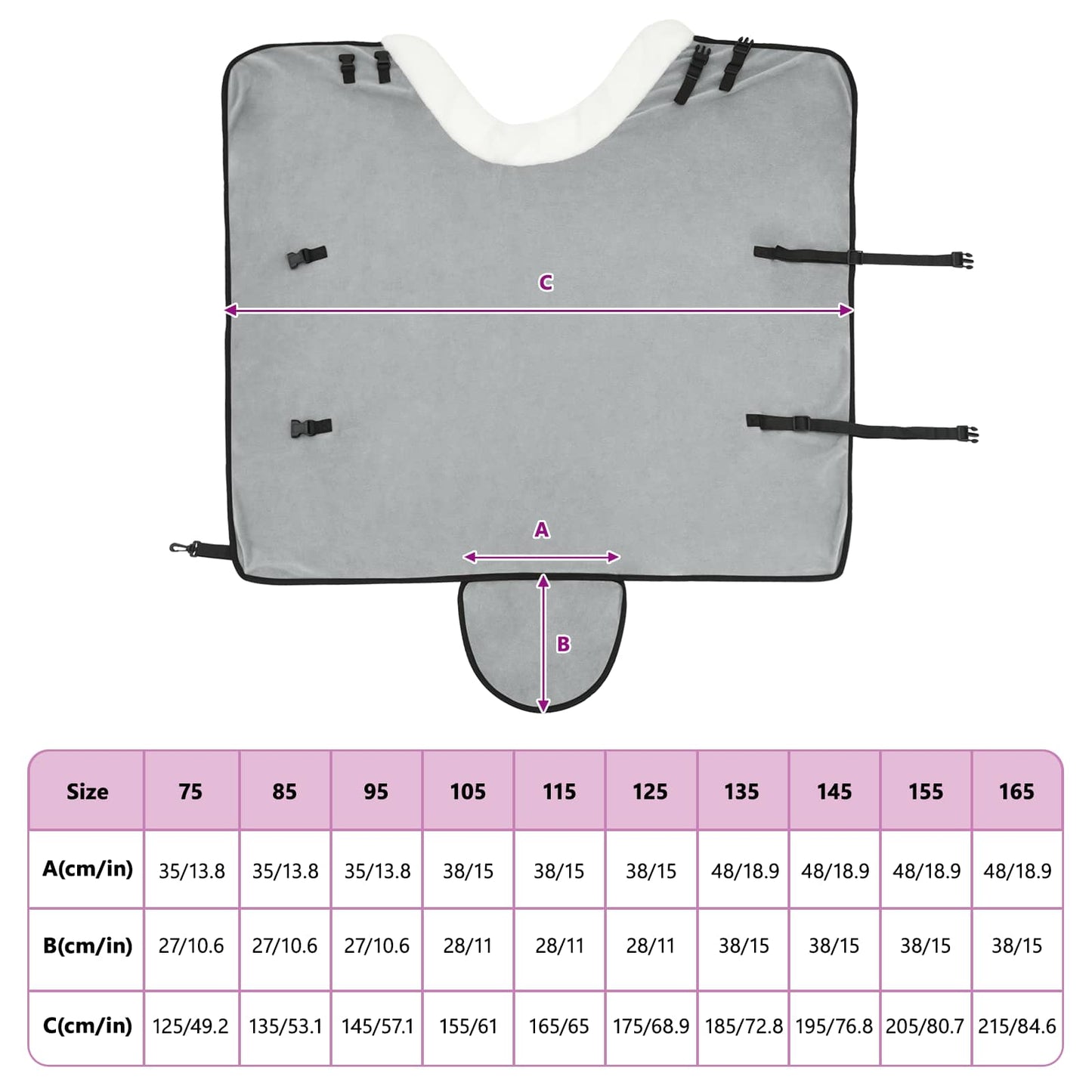 Hestetæppe Lys Grå 115 cm Polar fleece
