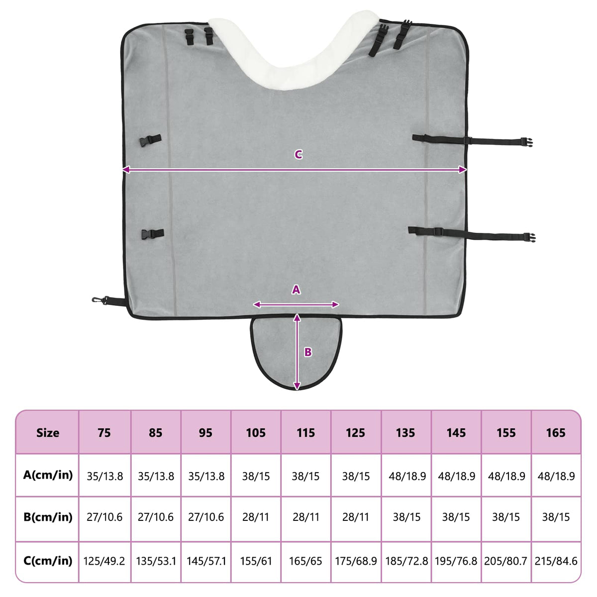 Hestetæppe Lys Grå 145 cm Polar fleece
