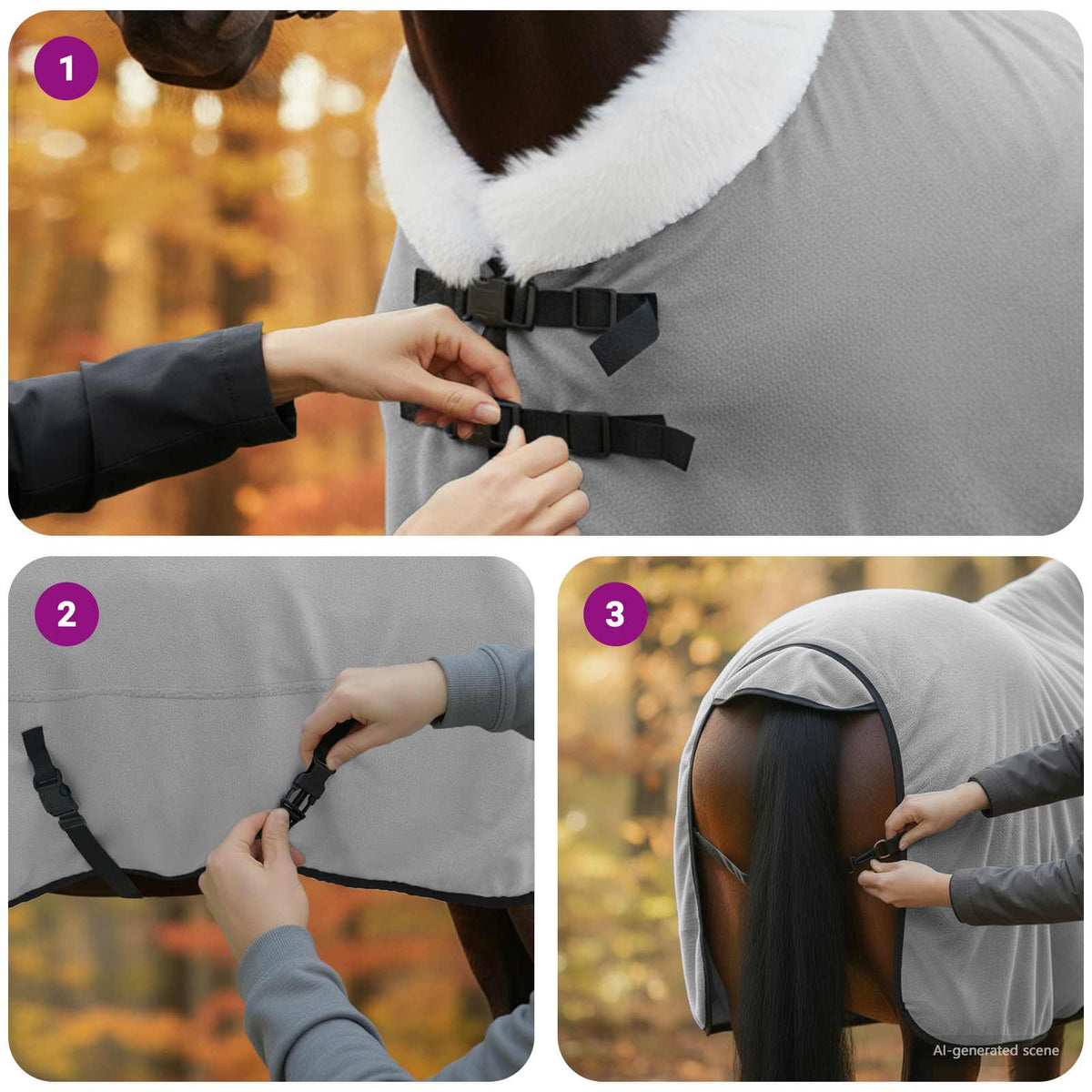 Hestetæppe Lys Grå 165 cm Polar fleece
