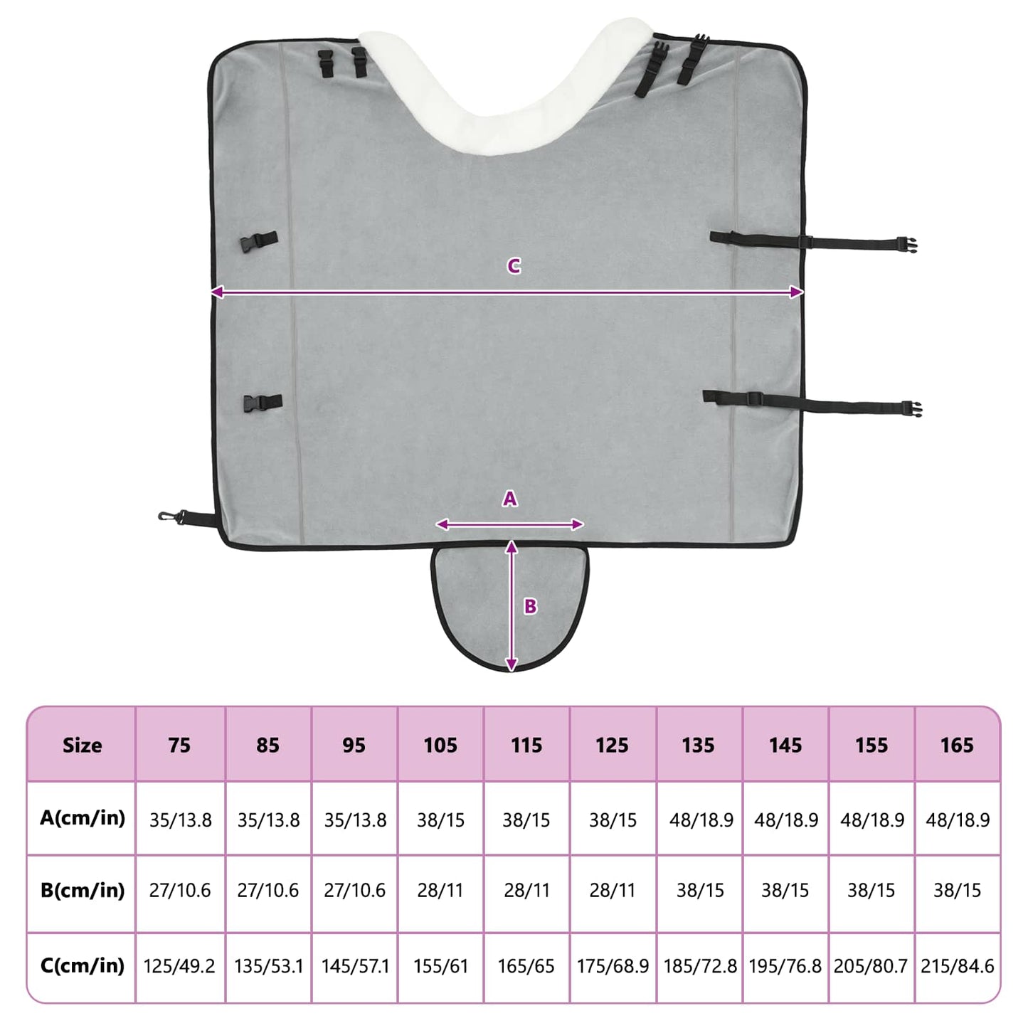 Hestetæppe Lys Grå 165 cm Polar fleece