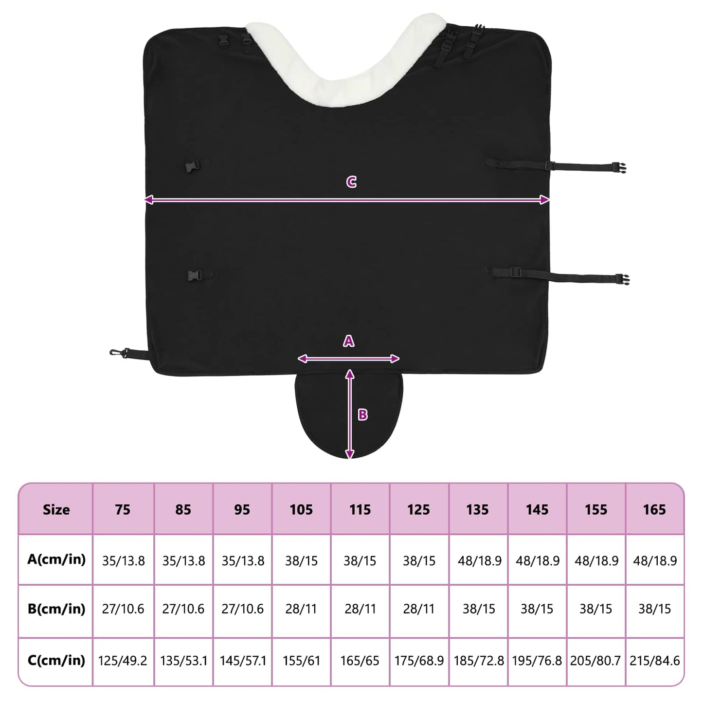 Hestetæppe Sort 85 cm Polar fleece