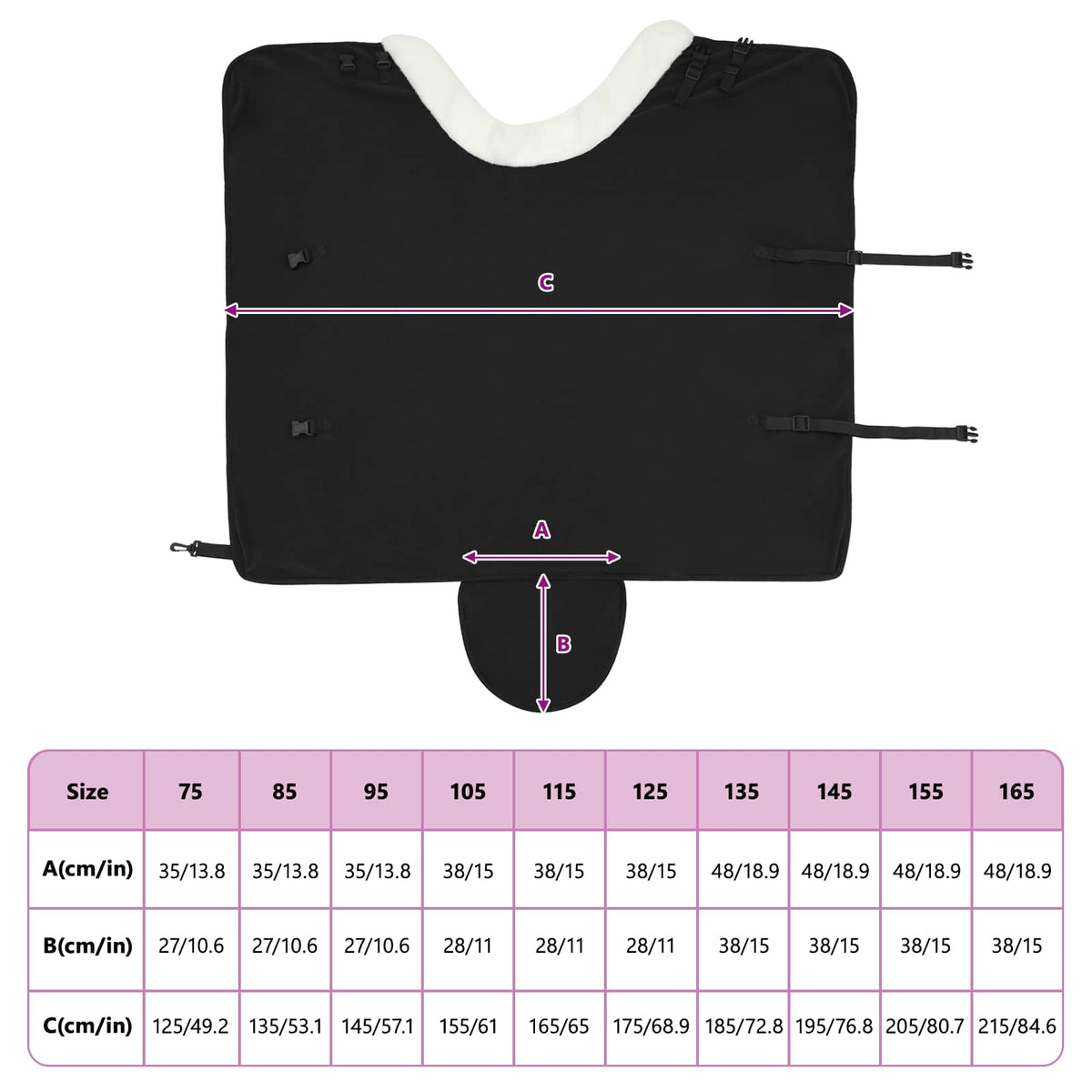 Hestetæppe Sort 105 cm Polar fleece
