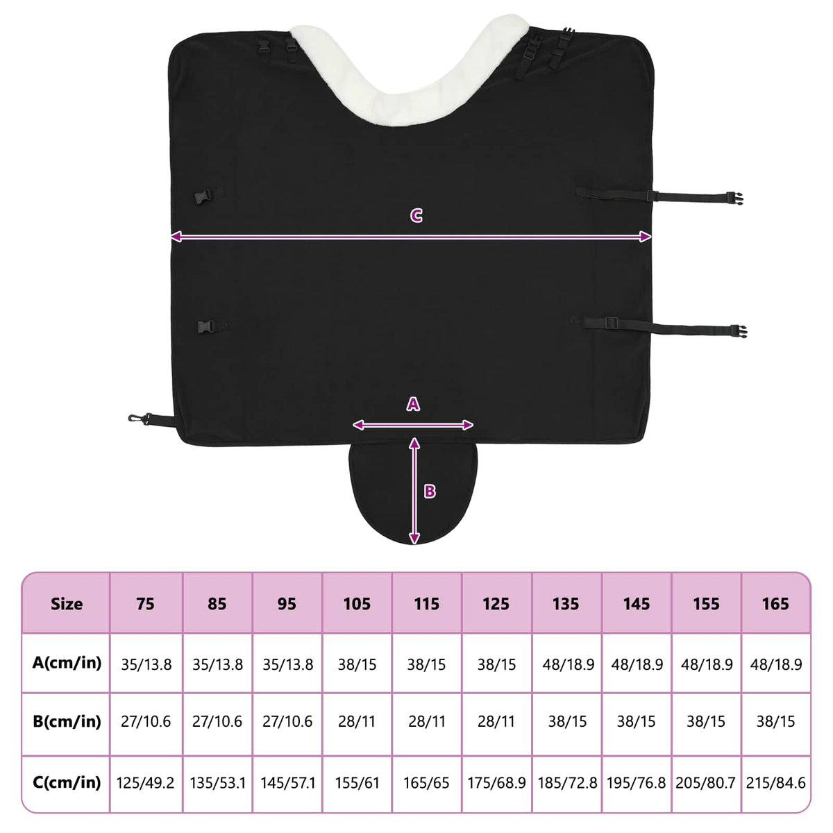 Hestetæppe Sort 145 cm Polar fleece