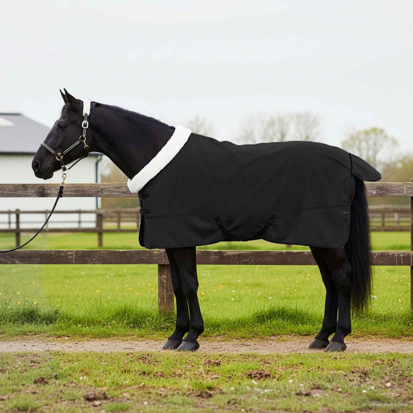 Hestetæppe Sort 155 cm Polar fleece