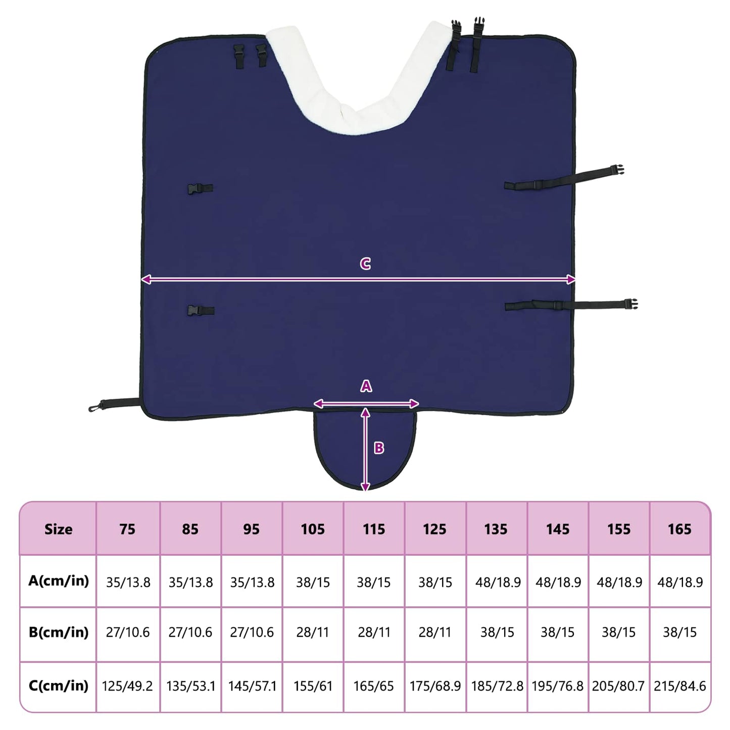 Hestetæppe Mørkeblå 75 cm Polar fleece