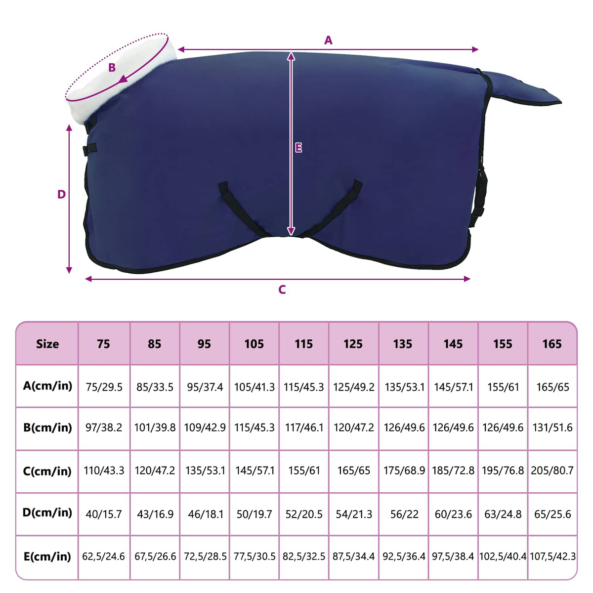 Hestetæppe Mørkeblå 105 cm Polar fleece