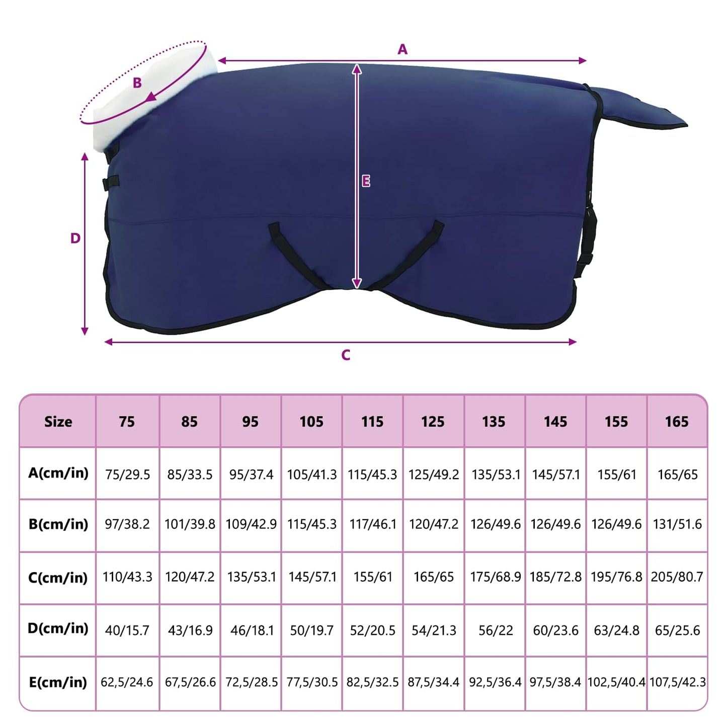 Hestetæppe Mørkeblå 145 cm Polar fleece