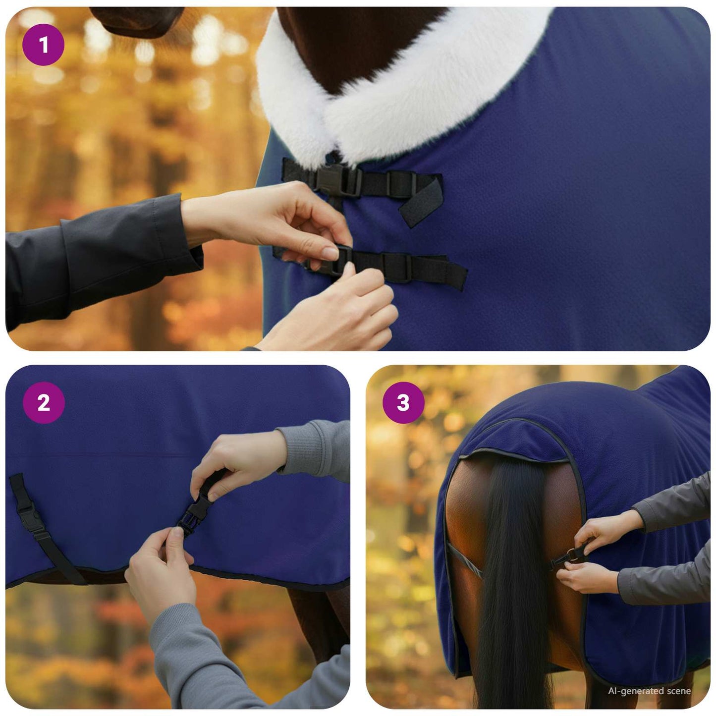 Hestetæppe Mørkeblå 165 cm Polar fleece