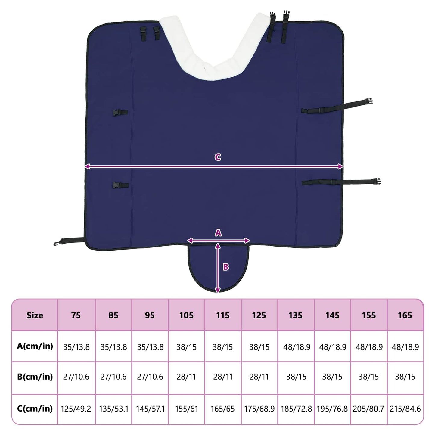 Hestetæppe Mørkeblå 165 cm Polar fleece