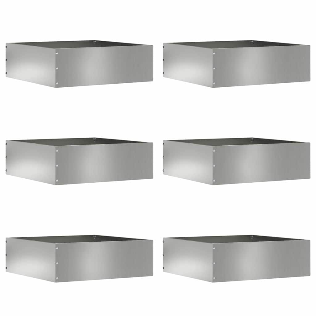 Plænekant 6 stk. 40 x 40 x 13 cm Galvaniseret stål Sølv