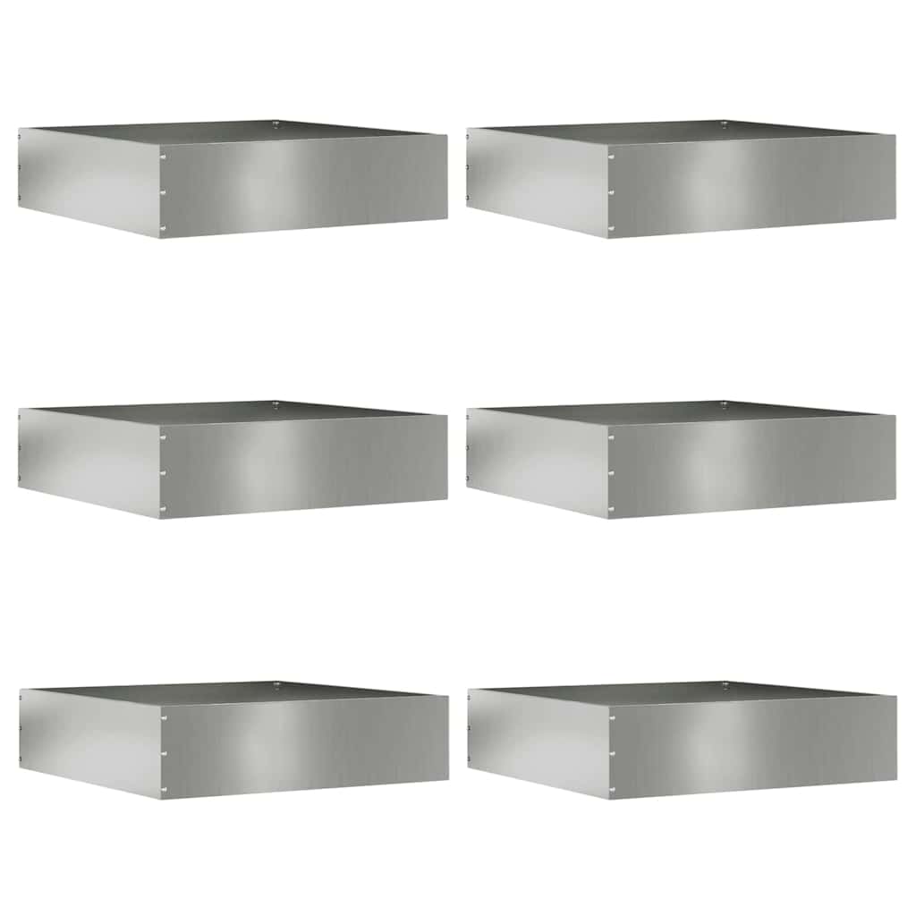 Plænekant 6 stk. 50 x 50 x 13 cm Galvaniseret stål Sølv