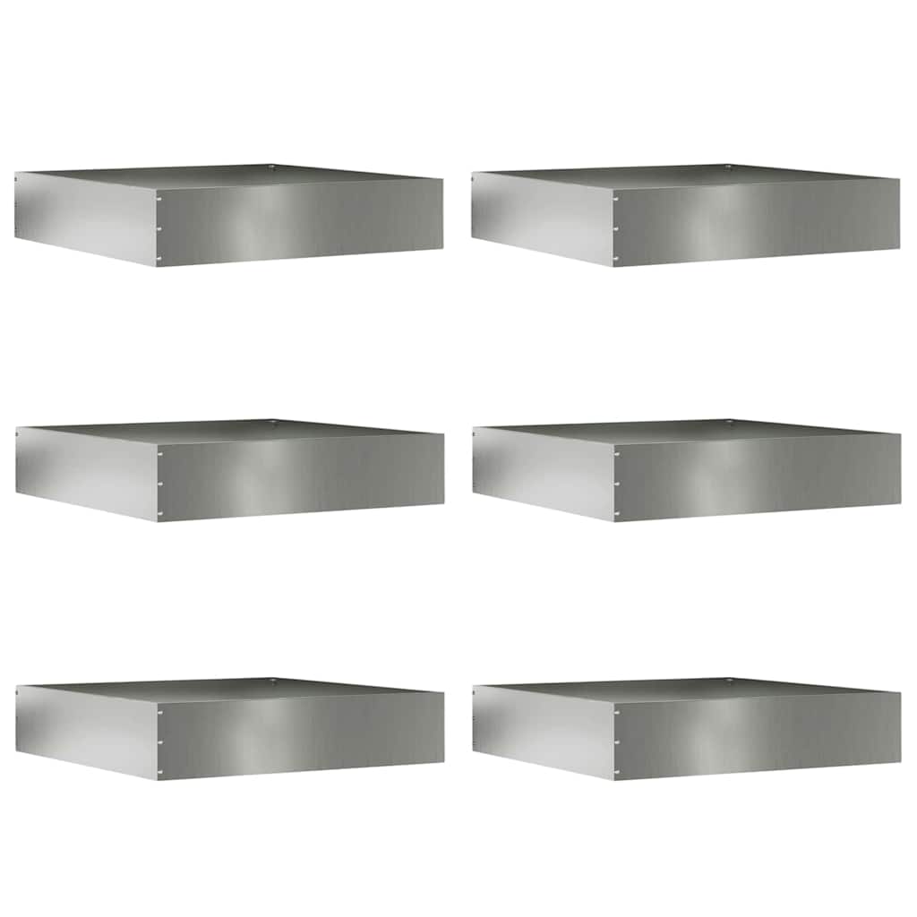 Plænekant 6 stk. 60 x 60 x 13 cm Galvaniseret stål Sølv