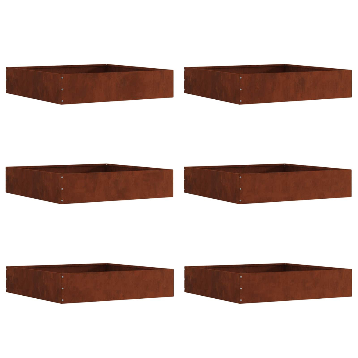 Plænekant 6 stk. 60 x 60 x 13 cm Rusten