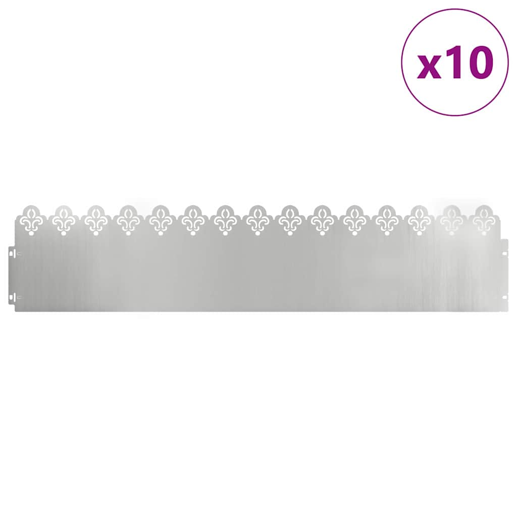 Plænekanter 10 stk. 103 x 0,05 x 22 cm Galvaniseret stål Sølv