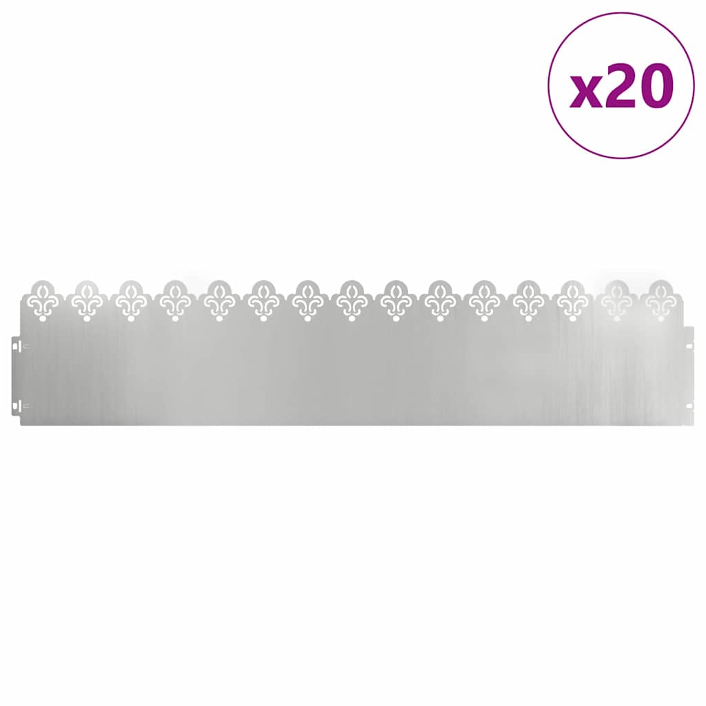 Plænekanter 20 stk. 103 x 0,05 x 22 cm Galvaniseret stål Sølv