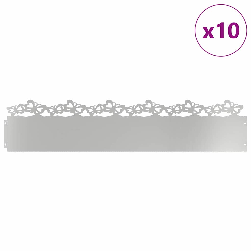 Plænekanter 10 stk. 103 x 0,05 x 22 cm Galvaniseret stål Sølv