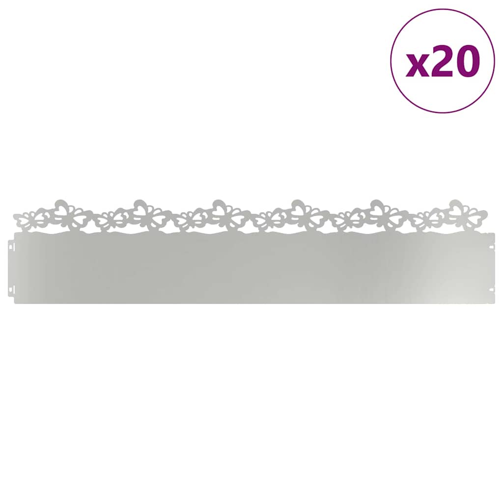 Plænekanter 20 stk. 103 x 0,05 x 22 cm Galvaniseret stål Sølv
