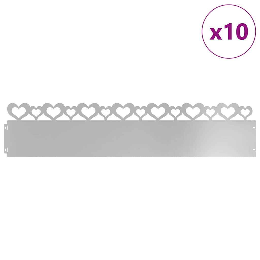 Plænekanter 10 stk. 103 x 0,05 x 22 cm Galvaniseret stål Sølv
