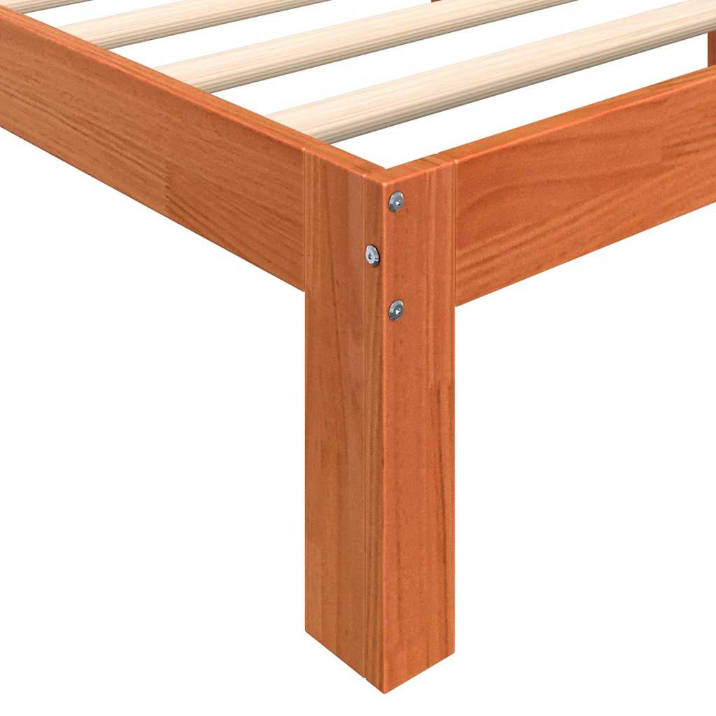 Sengestel Voks brun 203.5 x 205.5 x 69.5 cm Massivt fyrretræ