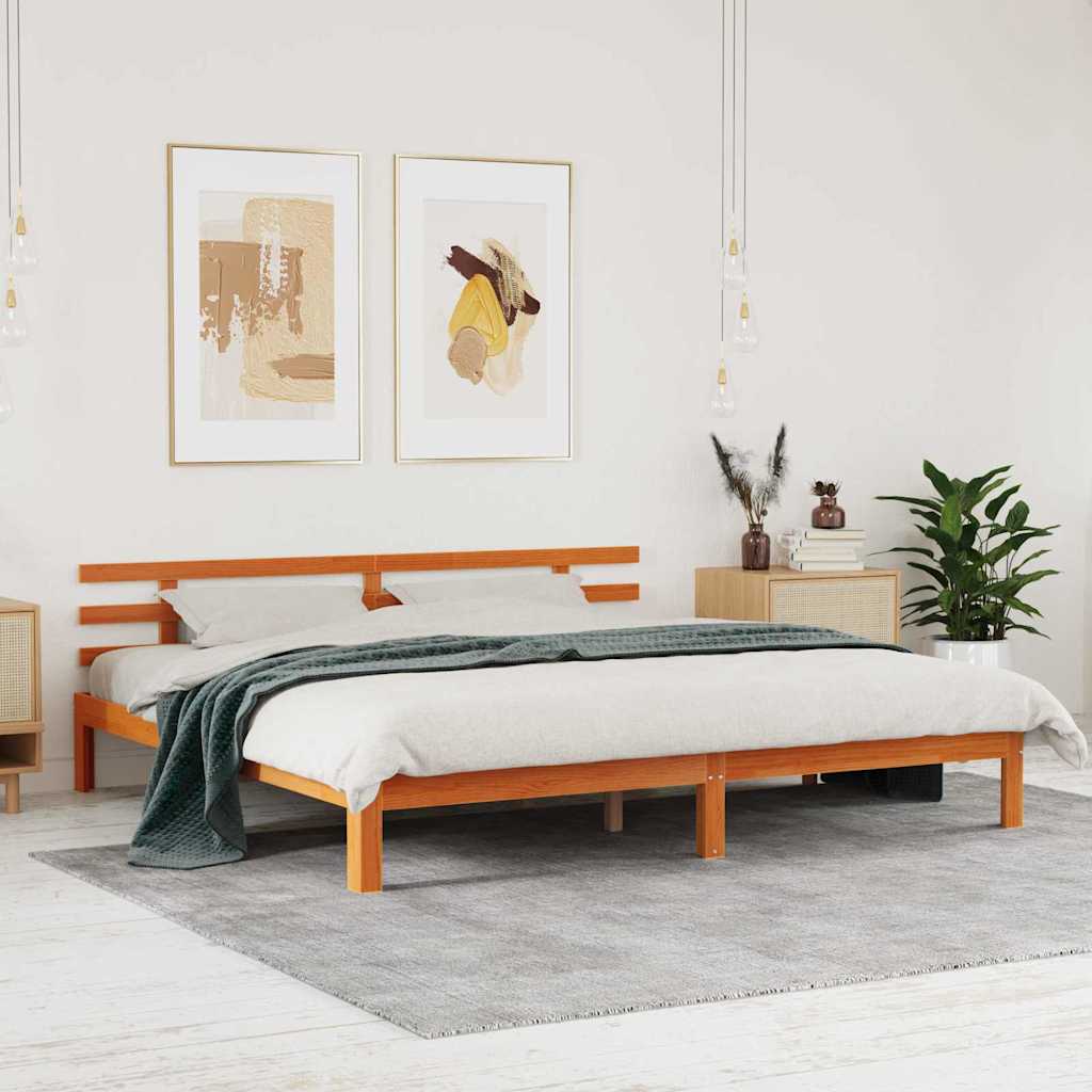 Sengestel Voks brun 203.5 x 205.5 x 69.5 cm Massivt fyrretræ