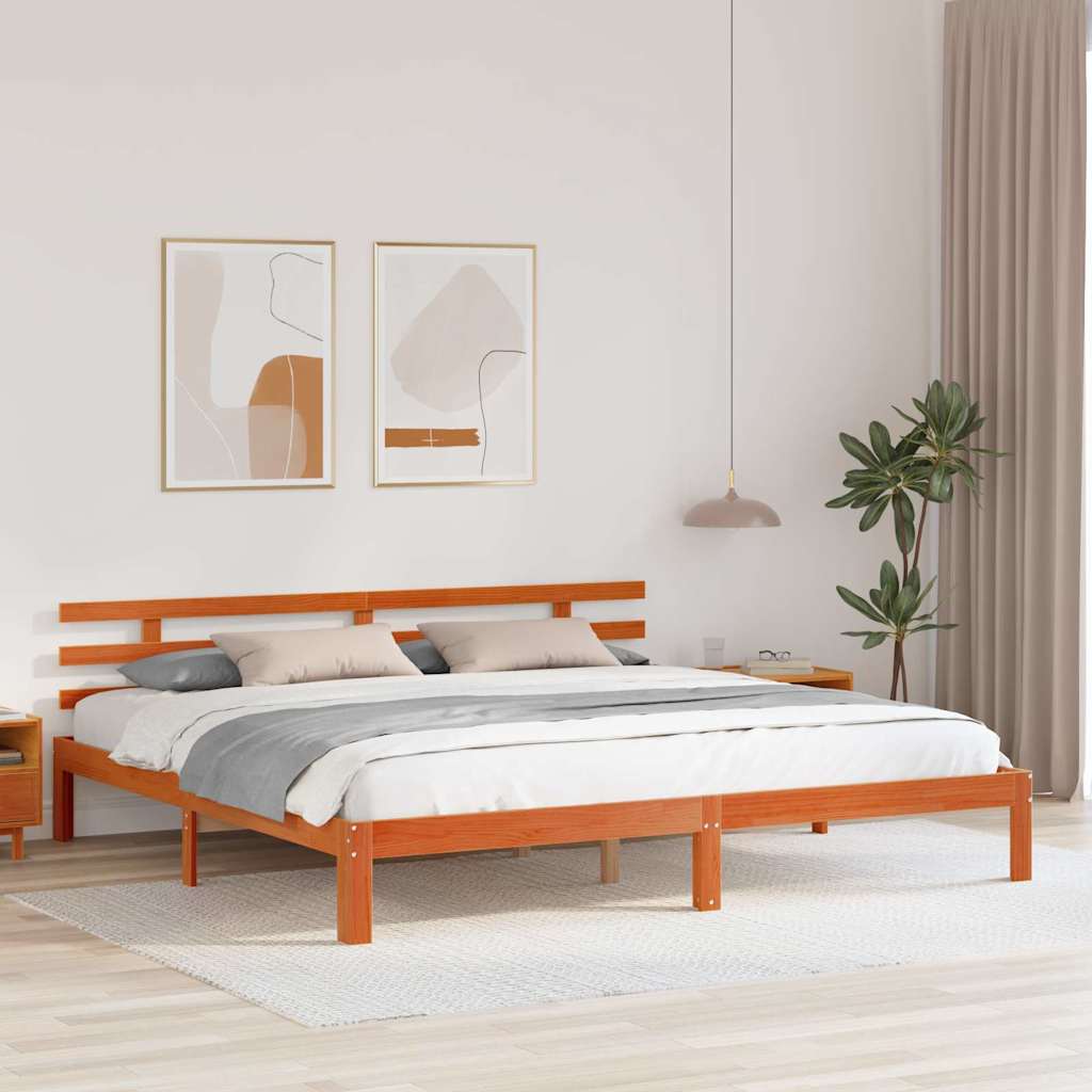 Sengestel Voks brun 203.5 x 205.5 x 69.5 cm Massivt fyrretræ