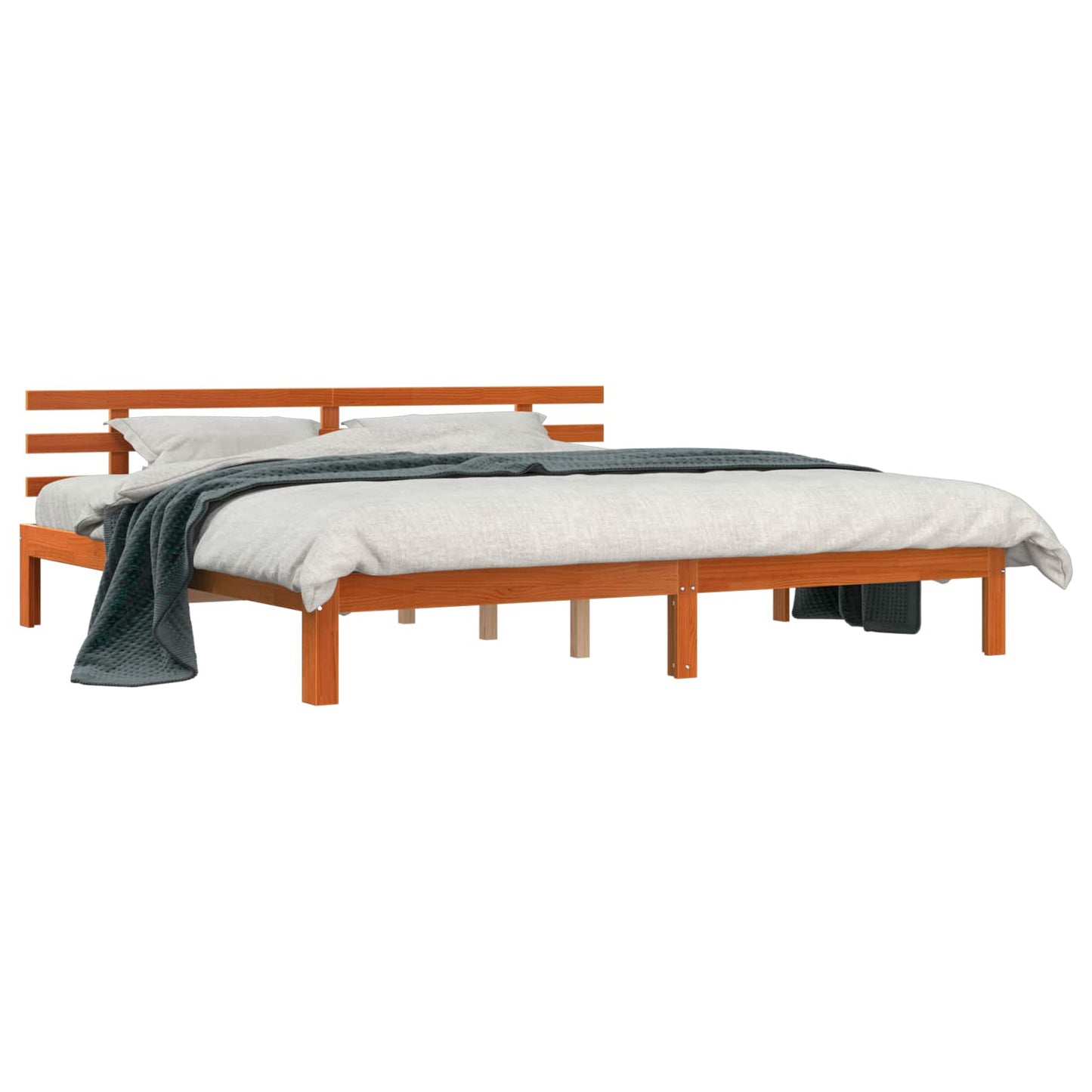Sengestel Voks brun 203.5 x 205.5 x 69.5 cm Massivt fyrretræ