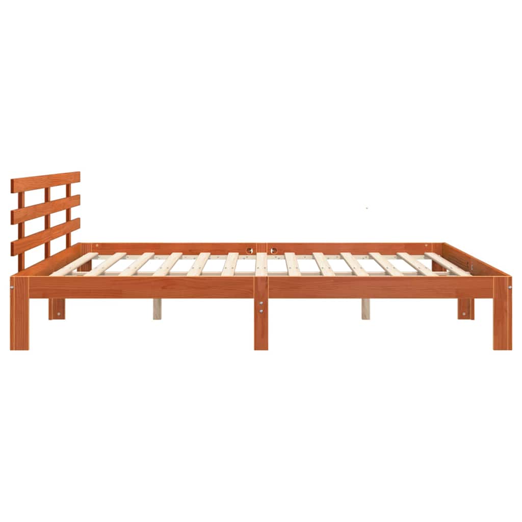 Sengestel Voks brun 203.5 x 205.5 x 69.5 cm Massivt fyrretræ