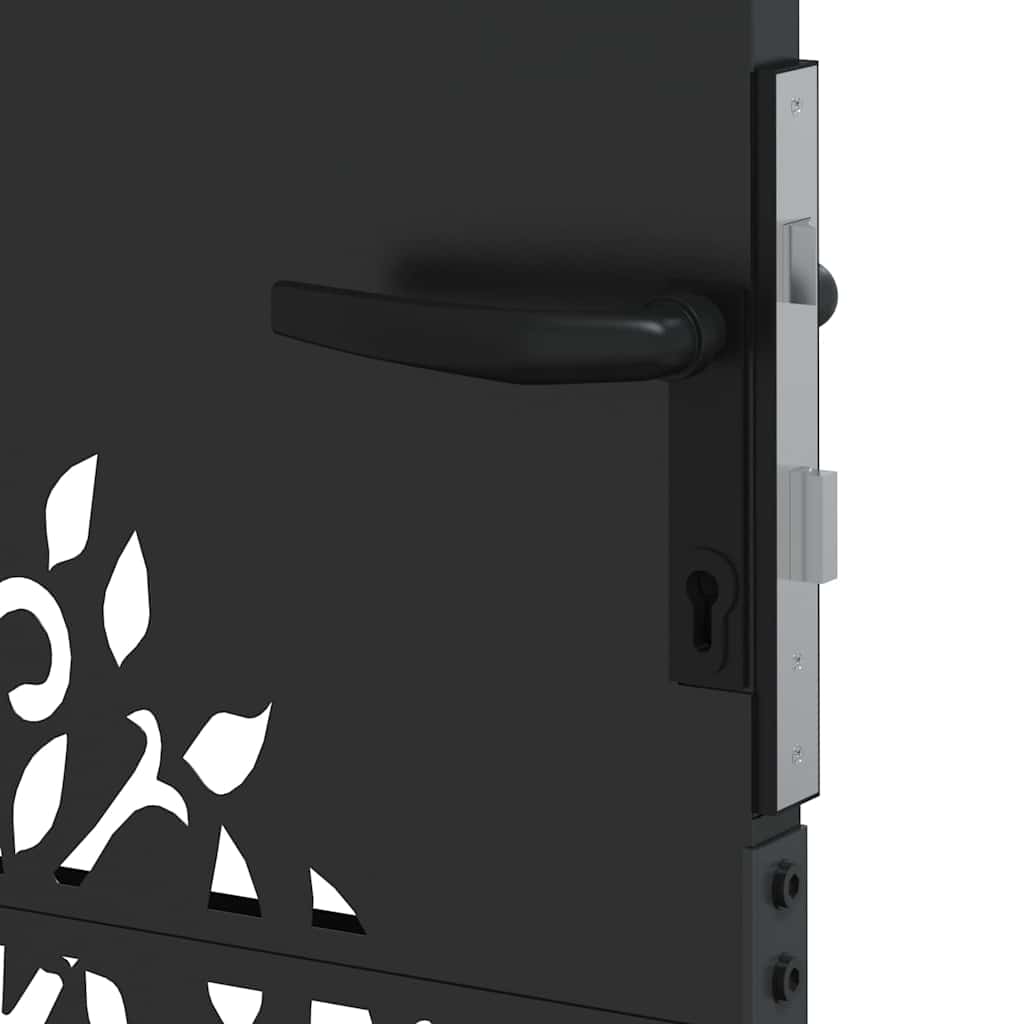 Haveport 85 x 125 cm Pulverlakeret Stål Sort Låses