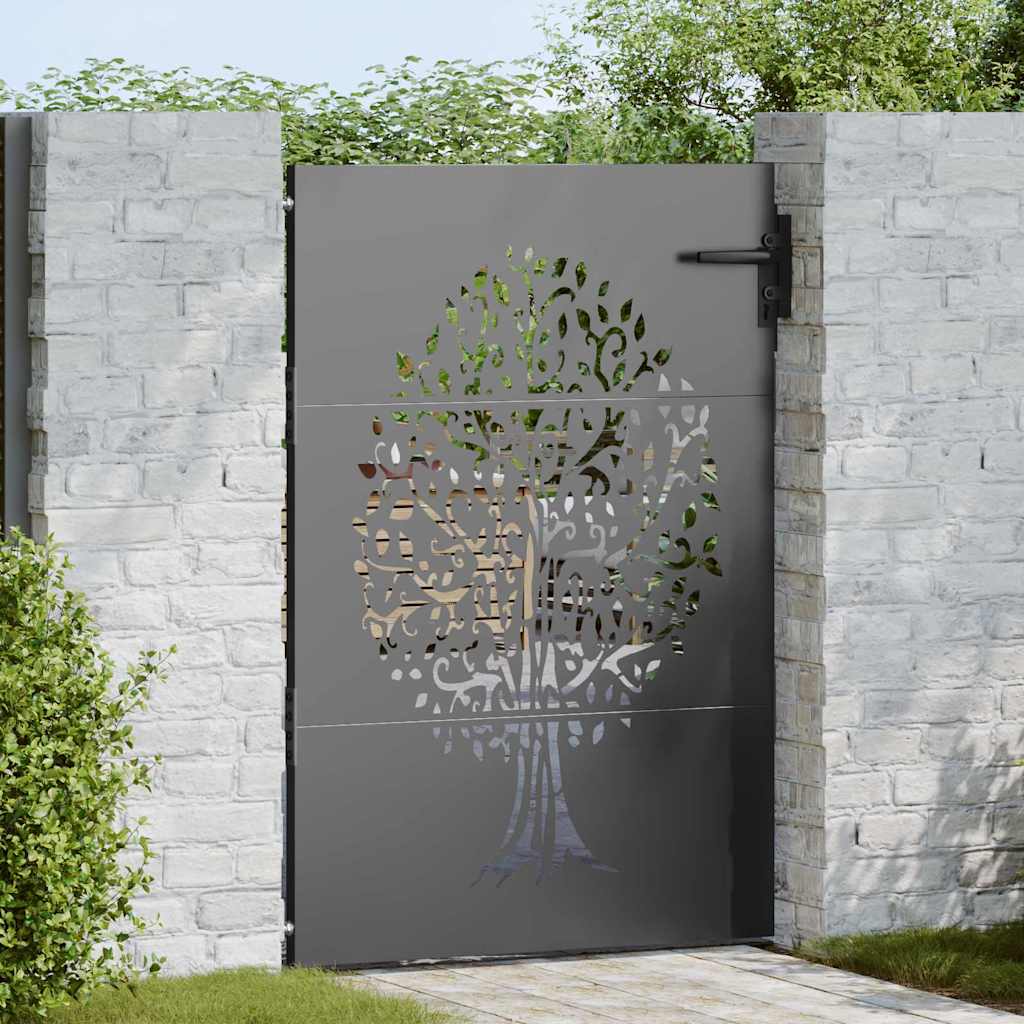 Haveport 85 x 125 cm Pulverlakeret Stål Sort Låses