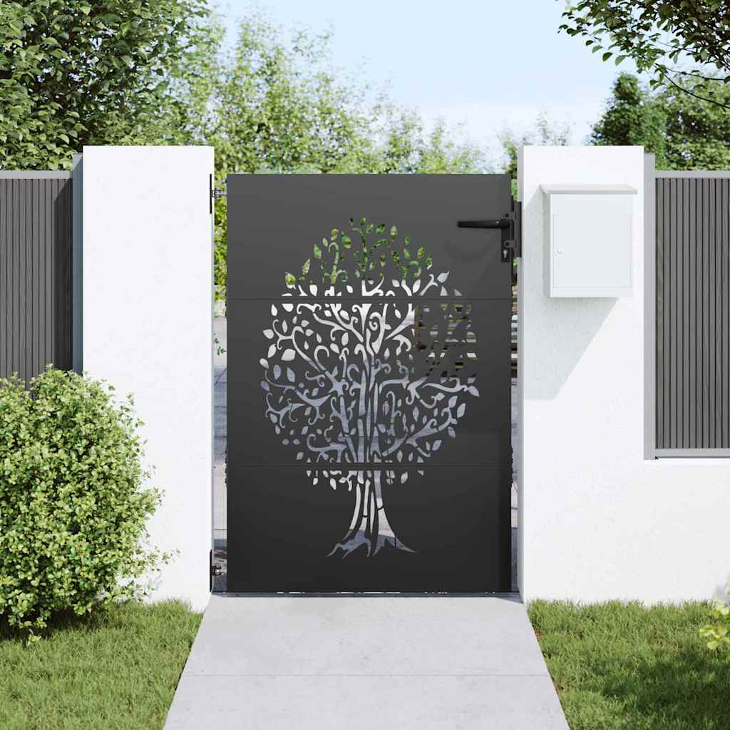 Haveport 85 x 125 cm Pulverlakeret Stål Sort Låses