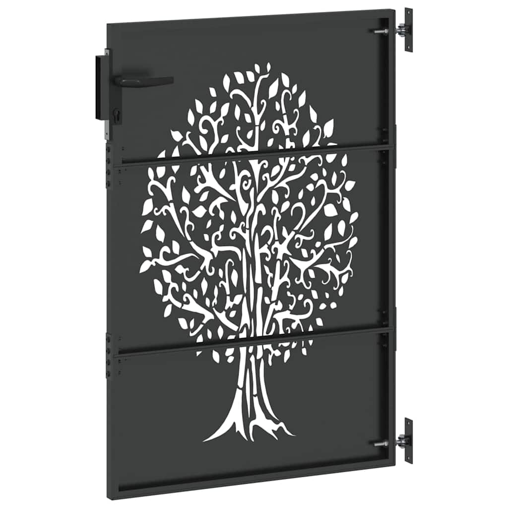 Haveport 85 x 125 cm Pulverlakeret Stål Sort Låses
