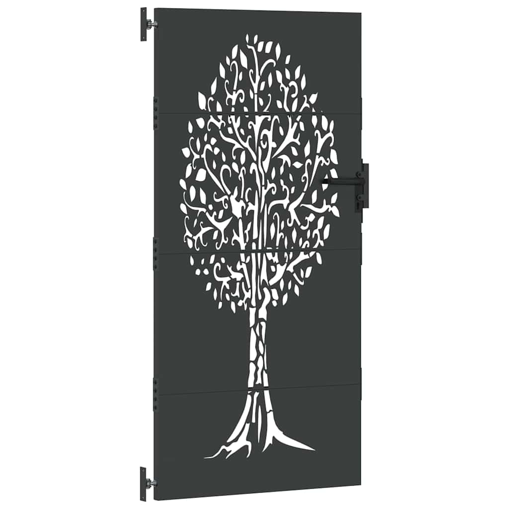 Haveport 85 x 200 cm Pulverlakeret Stål Sort Låses