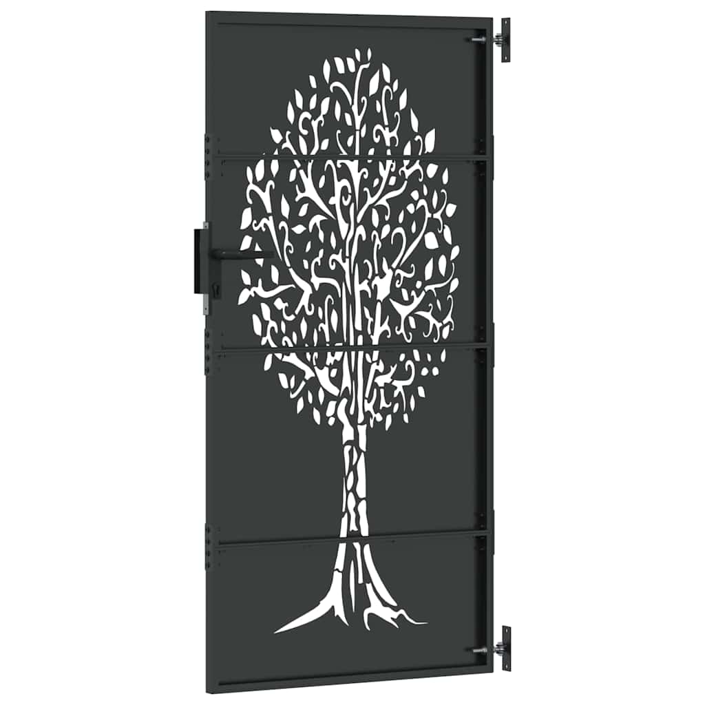 Haveport 85 x 200 cm Pulverlakeret Stål Sort Låses