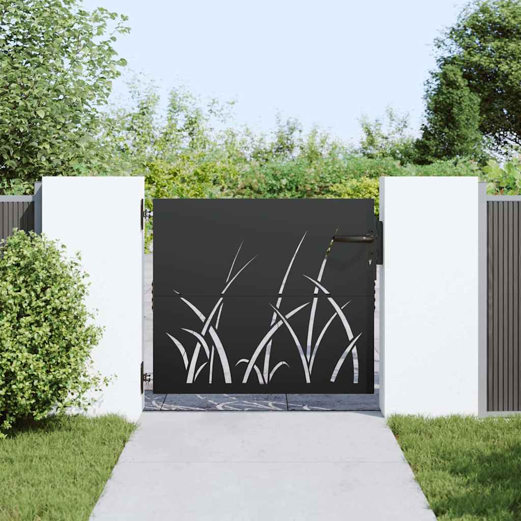 Haveport med lås Sort 85 x 100 cm Pulverlakeret Stål