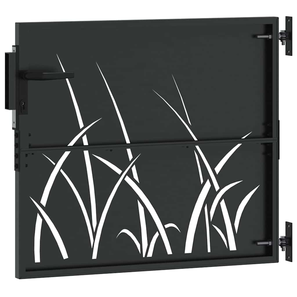 Haveport med lås Sort 85 x 100 cm Pulverlakeret Stål
