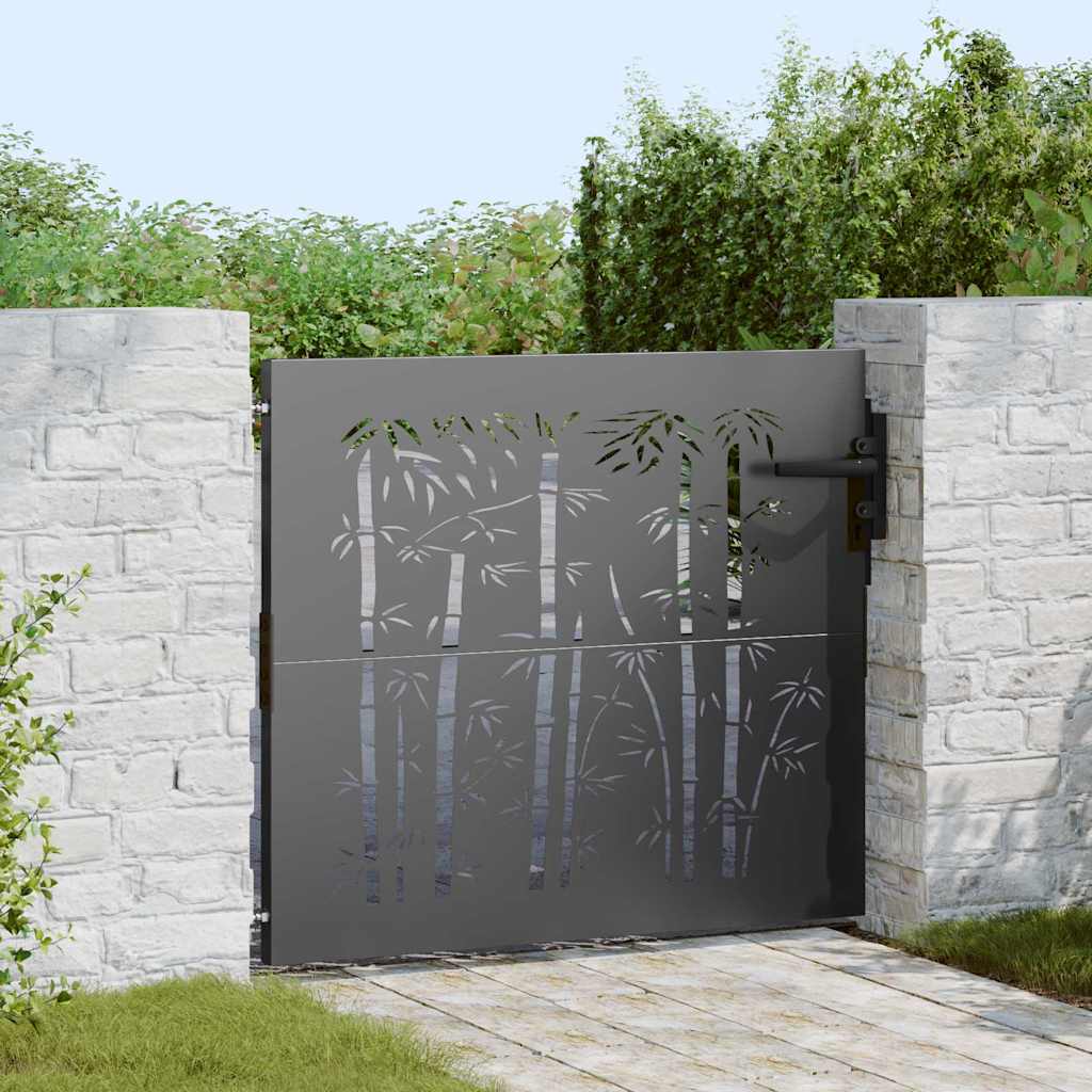 Haveport 85 x 100 cm Pulverlakeret Stål Sort Låses