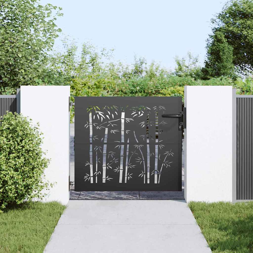 Haveport 85 x 100 cm Pulverlakeret Stål Sort Låses