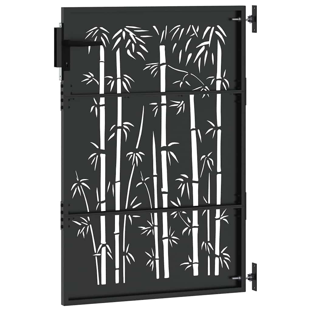 Haveport 85 x 125 cm Pulverlakeret Stål Sort Låses