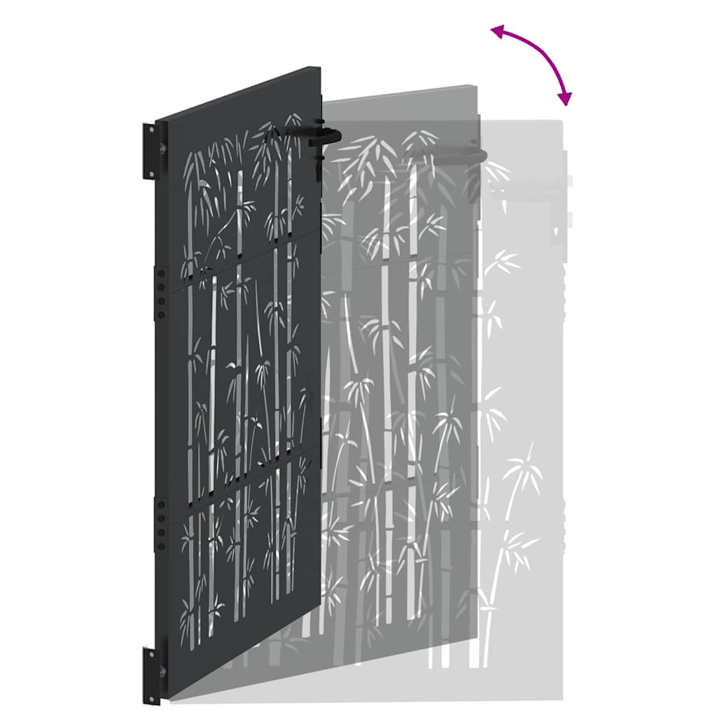 Haveport 85 x 125 cm Pulverlakeret Stål Sort Låses