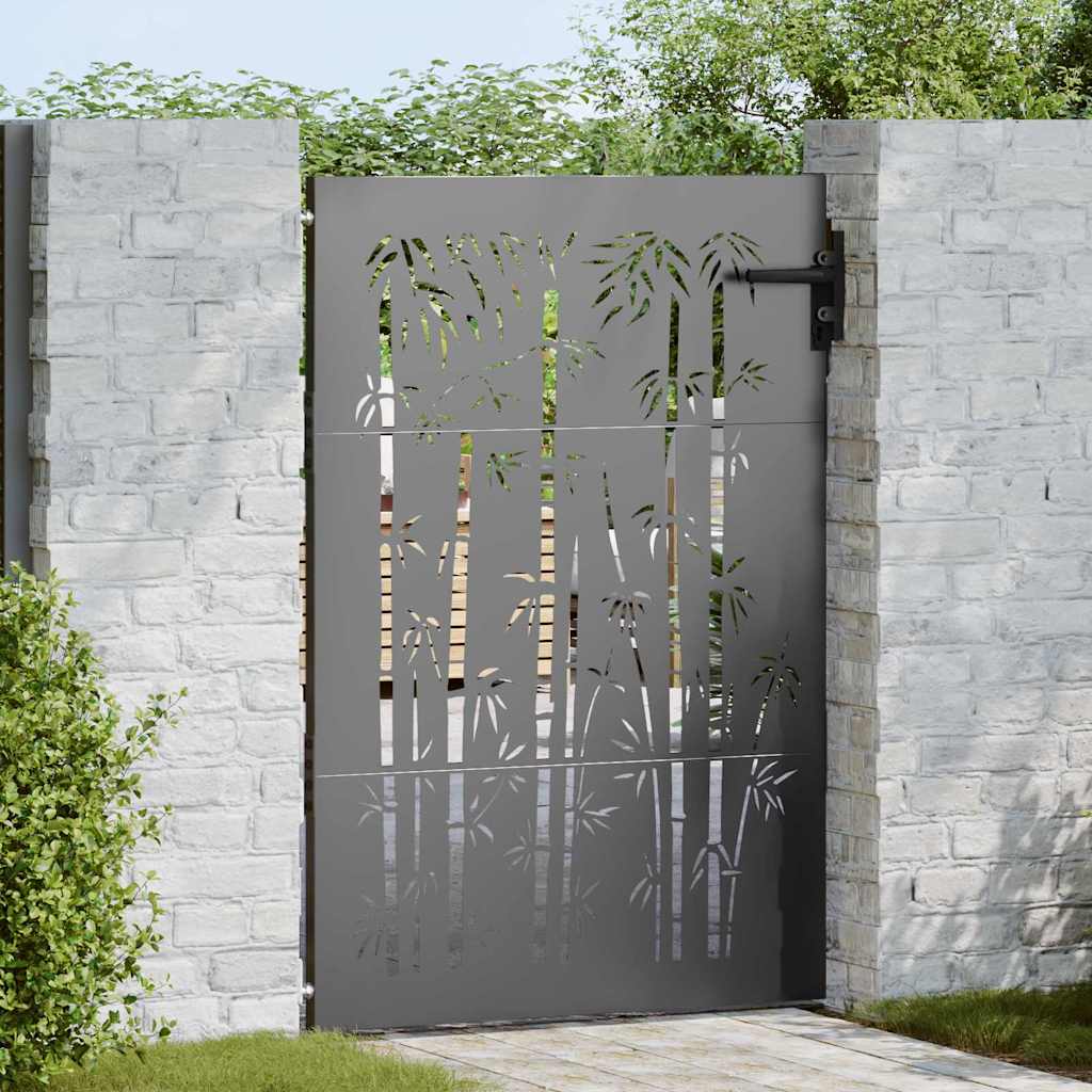 Haveport 85 x 150 cm Pulverlakeret Stål Sort Låses