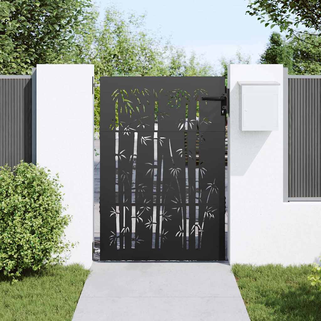 Haveport 85 x 150 cm Pulverlakeret Stål Sort Låses