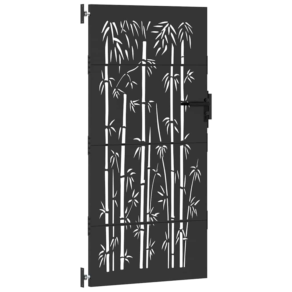 Haveport 85 x 200 cm Pulverlakeret Stål Sort Låses