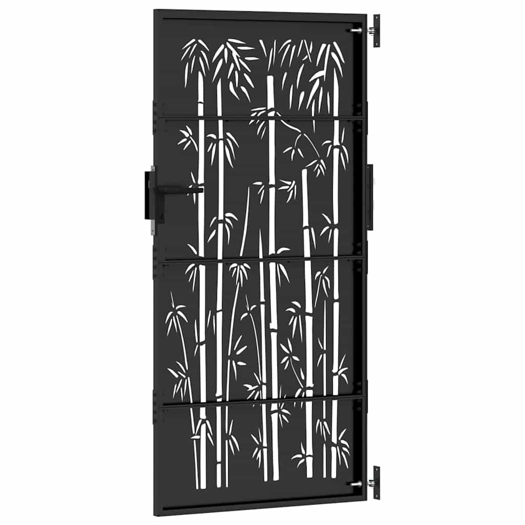 Haveport 85 x 200 cm Pulverlakeret Stål Sort Låses
