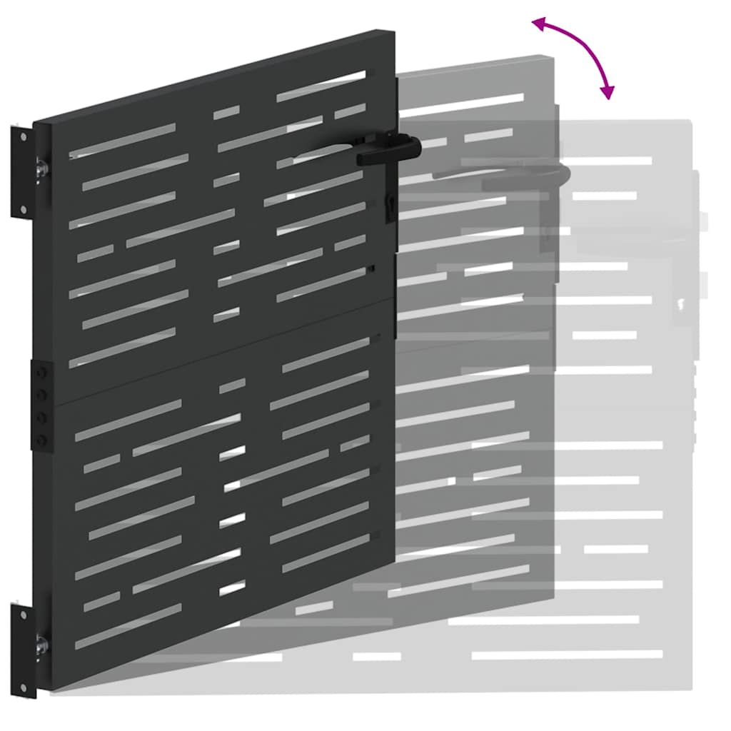 Haveport 85 x 100 cm Pulverlakeret Stål Sort Låses