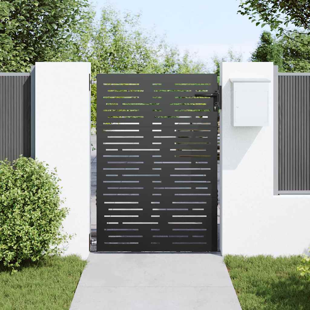 Haveport 85 x 125 cm Pulverlakeret Stål Sort Låses