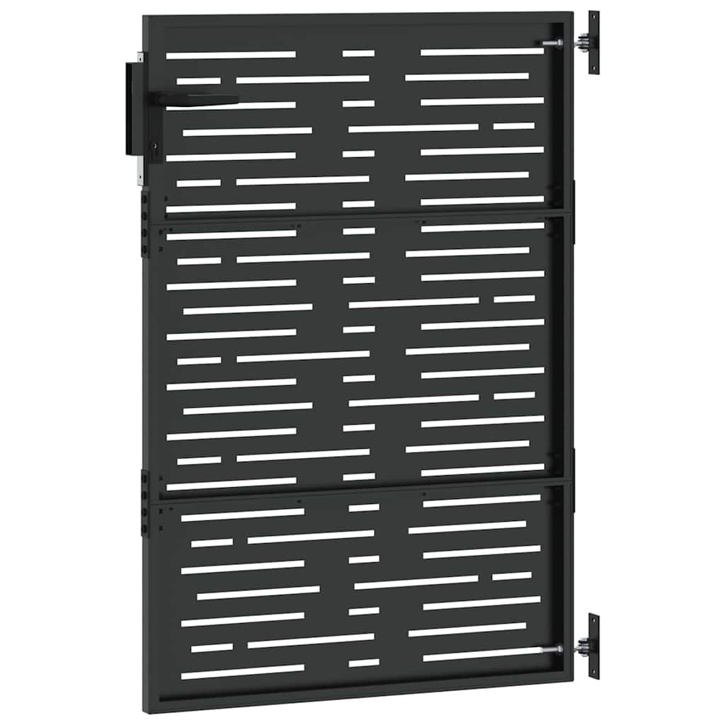 Haveport 85 x 125 cm Pulverlakeret Stål Sort Låses