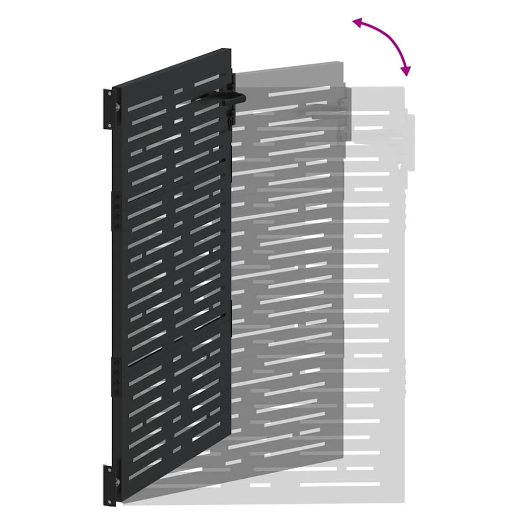 Haveport 85 x 125 cm Pulverlakeret Stål Sort Låses
